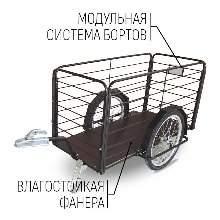 Прицеп для квадроцикла "Кузовок XL модульный" (2 доп. модуля в комплекте) 1200х500 — изображение 4